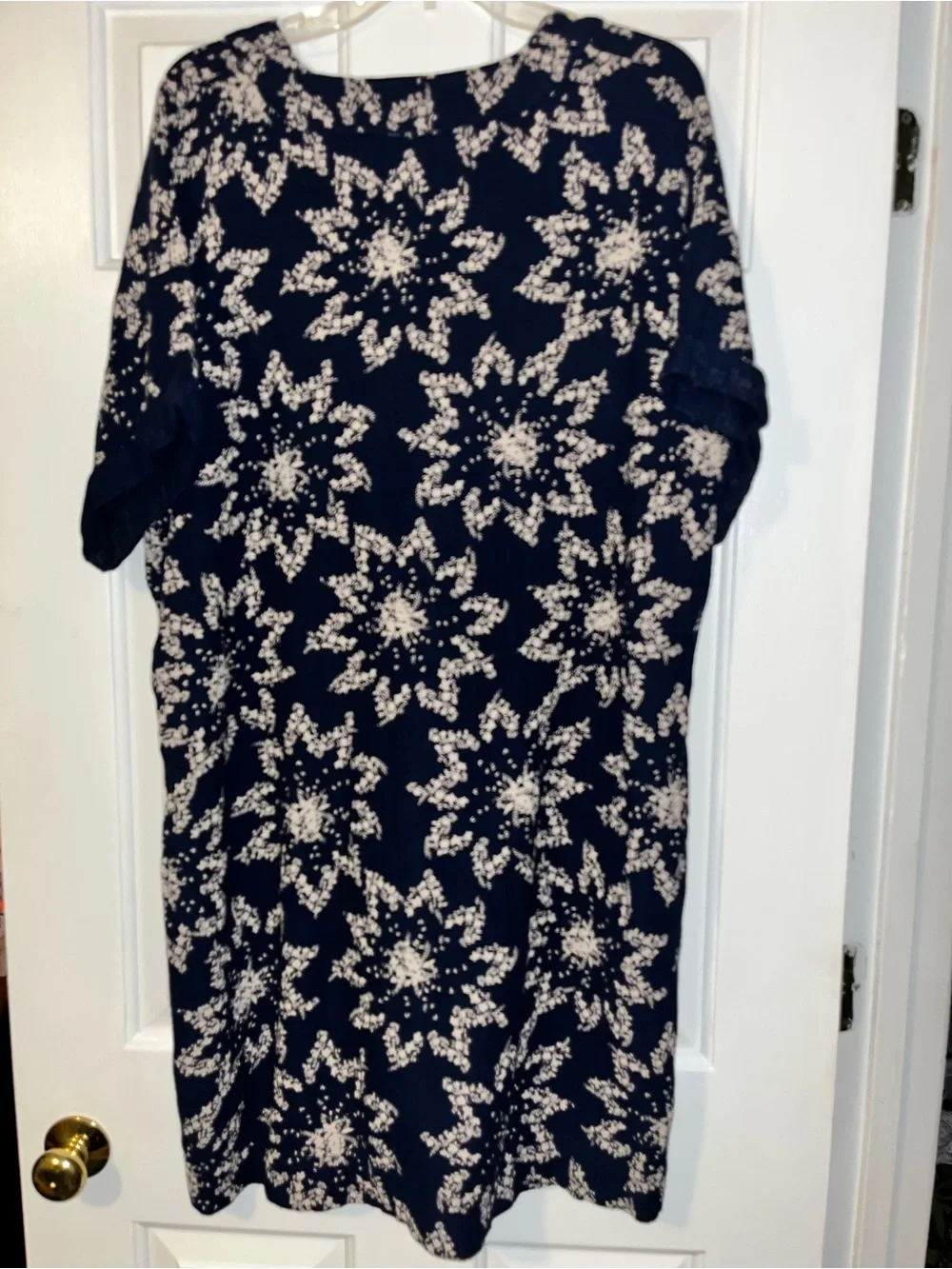 Wonderly Navy Blue & White Floral Midi Dress 100% cotton